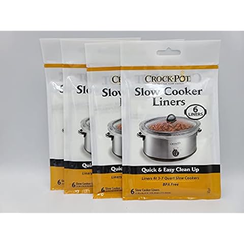 Ohio Trading 3-7 Quart Premium Crock Pot Slow Cooker Liners 13 IN X 20 IN (Total of 24 with 4 Packages of 6 Each), 3 quarts Cover