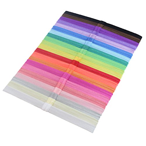 Habibee 21 Pcs Elastic Fold Over Baby Girl Headbands Stretchy Hair Bands Hair Ornaments Diy Accessories For Flower Or Bows Headband #TOP3