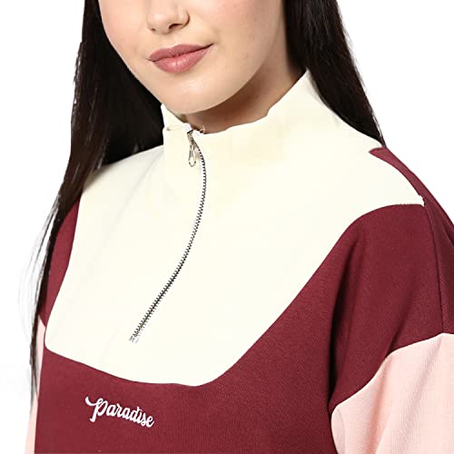 Image of Campus Sutra Cotton Women High Neck Sweatshirt