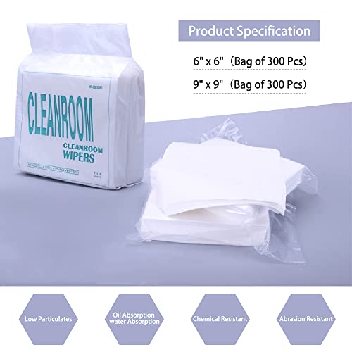 Image of Cleanroom Wipes Paper 6 inch x 6 inch(Bag of 300 Pcs) Nonwoven Wipers Cellulose /Polyester Blend for Lab, Electronics, Pharmaceutical, Printing and Semiconductor Industries