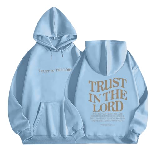 Tuislay Trust In The Lord Graphic Hoodies Christian Faith Sweatshirts For Women Bible Verse Religious Hoodie Pullover Tops