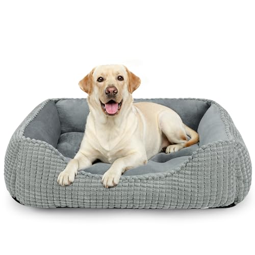 MIXJOY X-Large Dog Bed for Large, Medium, Small Dogs - Rectangle, Washable, Orthopedic, Soft Calming Sleeping Puppy Bed - Durable Pet Cuddler with Anti-Slip Bottom - XL (35"x25"x9")