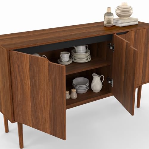 Buffet vintage 140 cm VIGGO 3 portes effet noyer - vue 6