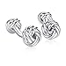 HONEY BEAR Twist Knot Cufflinks Set for Mens Shirts Business Wedding Gift,Silver Black (without box)