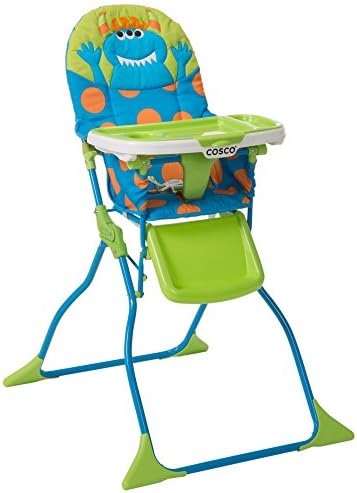 Cosco Kids Simple Fold Folding High Chair for Babies and Toddlers (from 6 Months to 50 lbs) Simple Fold Deluxe with 3-Position Tray, Portable High Chair, Monster Syd