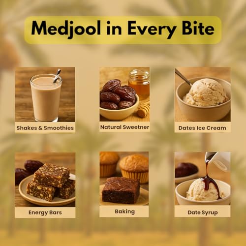 Image of Earthen Story Jumbo Medjool Dates 500g | No Added Sugar or Preservatives | Rich in Fiber & Potassium | Healthy Snack | Natural, Soft Khajoor | Glueten free Khajur