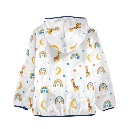 CHIFIGNO Cute Cartoon Giraffes Toddler Boys Polar Fleece Lined Outerwear Jackets, Toddler Jacket with Hooded 3T2