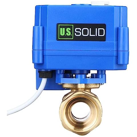 U.S. Solid Motorized Ball Valve- 3/4" Brass Electrical Ball Valve with Manual Function, Standerd Port, 9-24V AC/DC and 3-wire 1-point-control Positive Break Setup Cover