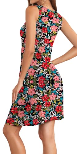 Image of Akihoo Women Summer Casual Sleeveless Midi Plain Pleated Tank Vest Dresses