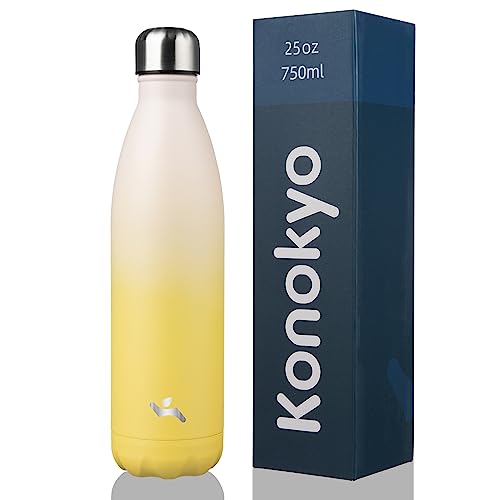 Image of Konokyo Insulated Water Bottles,25 oz Double Wall Stainless Steel Vacumm Metal Flask for Sports Travel,Lemon