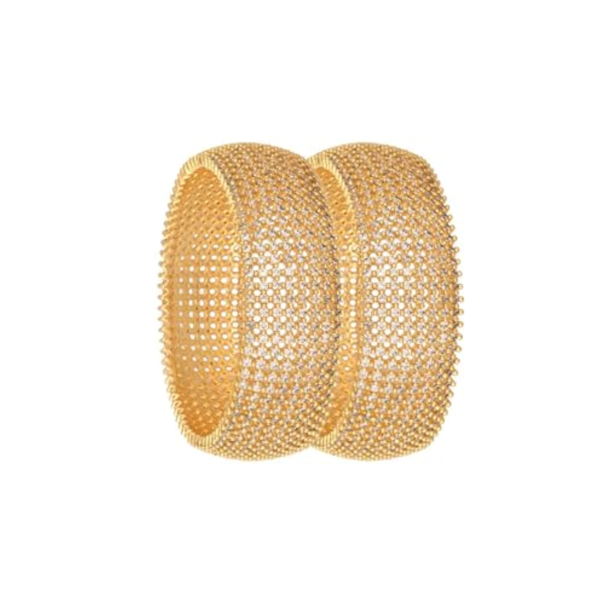 Women's Gold Plated American Diamond CZ White Traditional Kada Bangles