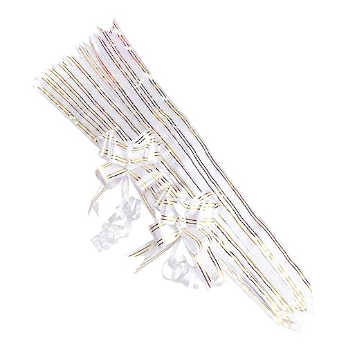 KOMBIUDA 20pcs Pull Bows for Yellow Flower Phnom Penh Latte Bow Wedding Car Decoration Easter Bow Pull Bows for Christmas Goodie Bag Favors White Hand Drawn Flowers Bow Tie