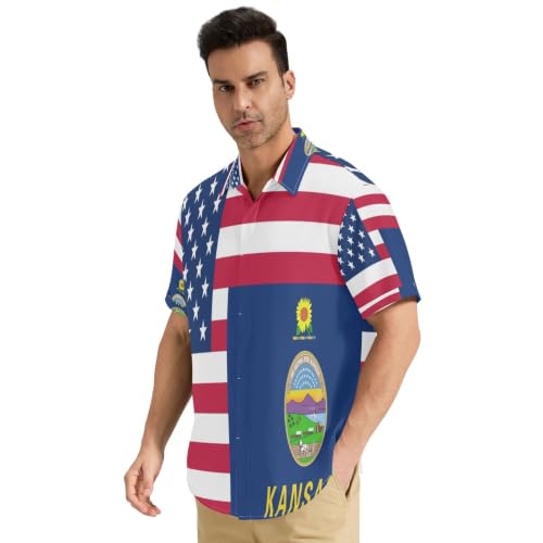 Chemise hawaienne homme legere Kansas GuoChe taille S motif USA casual