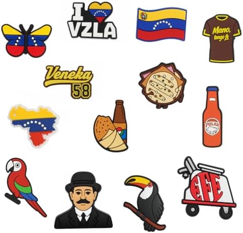 I LOVE VENEZUELA (13 Pcs) Venezuelan Shoe Charms Decoration – Fla...