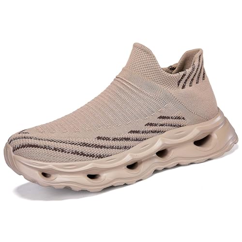 Baskets de marche confortables et respirantes en kaki pour couple, faciles à enfiler taille 44