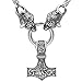 LKYGKI Acier Inoxydable Viking Thor's Hammer Men's Titanium Steel Domineering Wolf Head Pendentif Collier
