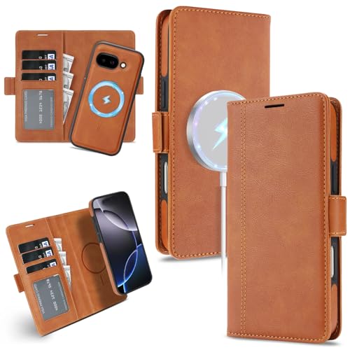 �y2in1 ���̓}�O�l�b�g Magsafe�Ή��z Google Pixel 9a �p �P�[�X �J�[�h���[ 3�� �蒠�^ �ϏՌ� �y�� TPU �O�[�O�� �s�N�Z��9a �J�o�[ (�u���E��, Google Pixel 9a)