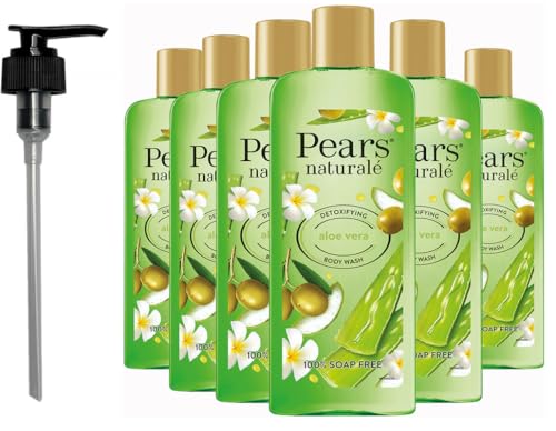 Pears Naturale Body Wash Aloe Vera 250ml 6 Pack + Pump