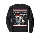 Funny I'm Just Here For The Snacks Santa Raccoon Lovers Ugly Sweatshirt