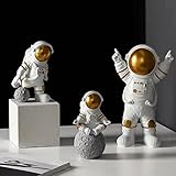 3pcs Set Astronauten Ornamente, Astronauten Figure, Spaceman Statuen Modell Kuchen Topper, Astronauten Spielzeug, Deko Astronauten, Weltraum Kuchen, Desktop-Dekoration Wohnaccessoires