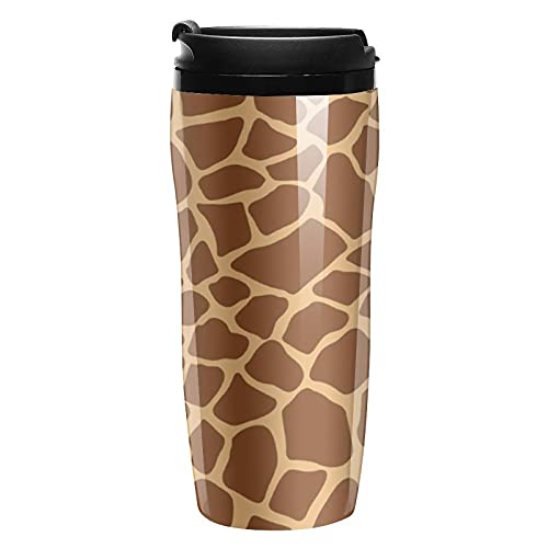 Vaso de viaje de jirafa animal Taza de café de plástico con tapa doble pared aislada con diseño patrón de impresión taza
