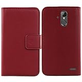 Gukas Design Genuine Leather Case for Hisense Infinity F24 5.99' Wallet Premium Flip Protection Cover Skin Pouch with Card Slot (Dark Red)