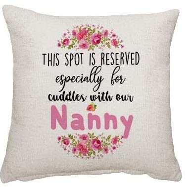 Wevow Mothers Day themed This spot is reserved especially for cuddles with our Nanny Linen Cushion Cover 45 cm x 45 cm Throw Pillow Cover.
