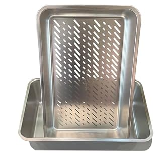 KUNWU Stainless Steel Sifting Cat Litter Box Scoop Free X-Large Litter Tray, Corrosion Resistant Easy Clean No Odor Durable Two Pan Set (X-Large)