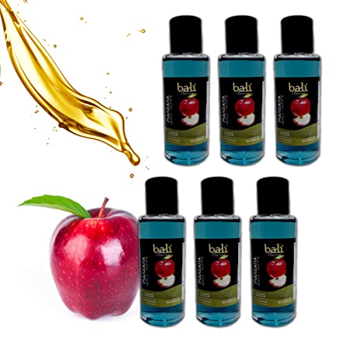 Bali fragancias Pack de Esencias al Aceite de Manzana para Humidificador. Set de Ambientadores Frescos en Esencia para Difusor. Aceite Natural para Quemador de Aromaterapia. 50 ml. 6 Unidades