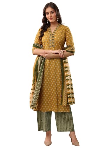 Image of Libas Printed Libas Cotton Straight fit Kurta set for Women | daily wear suit