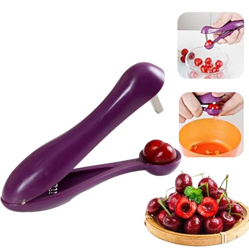 Cherry Pitter Tool Pit Remover,Cherry Seed Remover,Multifunctional Cherry Destoner,Portable Cherry Stoner Remover,Fruit Pit Remover,Portable Cherry Pitter Tool,Fruit Cherries Seed Corer(Purple)