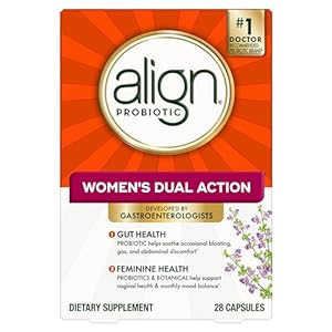 Align Probiotic, Women’s Dual Action, Probiotics for Women, Multi-Strain Probiotic with Chaste Tree, Supports Feminine Health, Soothes Occasional Abdominal Discomfort, Gas, Bloating, 28 Capsules