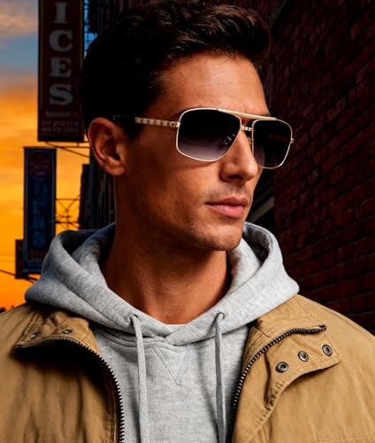 Image of Classic Sunglasses for Men Metal Frame with Spring Hinge (0256)
