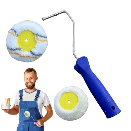 Herramienta de pintura de esquinas, bordeadora profesional de cerdas densas para líneas precisas, mini rodillo de esquina para paneles de yeso con cabezal giratorio, mango ergonómico de agarre cómodo