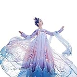【Diseño original】 Camisas de manga larga con estampados ocultos; la altura del tobillo; impresiones de grullas en la parte superior; cinturilla con cinta ajustable; envolver cuello en v; cierre con cordón. Diseños creativos Princess Costume para ponerte en el mundo del juego de roles.