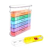 Ruayia Tablettenbox mit 7 Tage 4 fächer Morgen, Nachmittag, Abend und vor dem Schlafengehen, Klein Pillendose Große Fächer für Kinder äLtere HäNde, Pillendose Unterwegs Quadratische Form