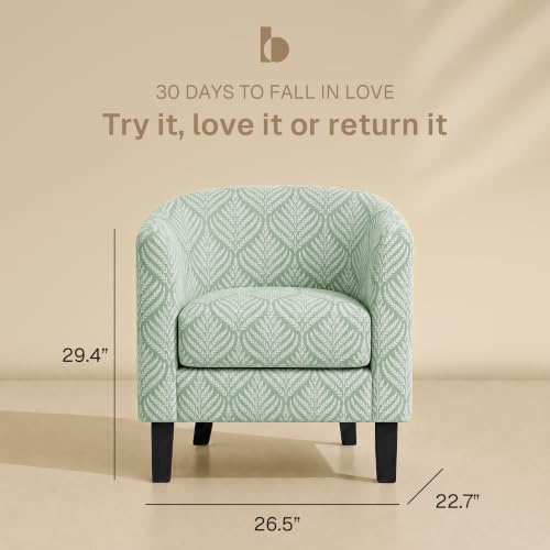 Image of BELLEZE Set of 2 Upholstered Barrel Accent Chair - Frond Green
