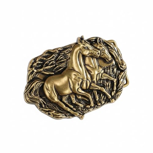 Hebilla western de caballos con relieve 3D resistente para cinturones de 3,8cm