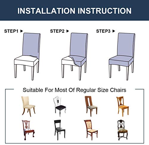 Image of Gifts Island Polyester Dining Table Chair Cover Set of 6 Seater Stretchable Washable Chair Seat Slipcover Protector (Teal)