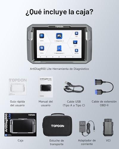 TOPDON OBD2 Diagnosis Coche ArtiDiag900 Lite con escaneo bidireccional, FCA y Can-FD, Bluetooth diagnóstico de Todos los Sistemas, 8 Servicios de reinicio, AutoVIN, 2 años de actualización Gratuita