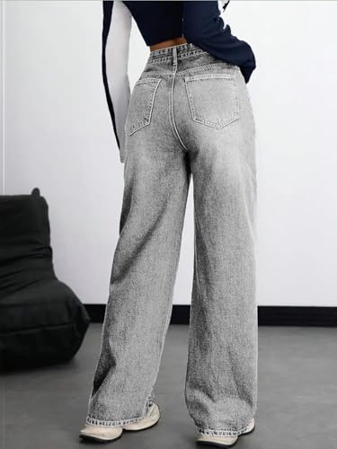 Image of KOTTY Women's High Rise Wide Leg Denim Jeans | Relaxed Fit Casual Everyday Jeans for Women