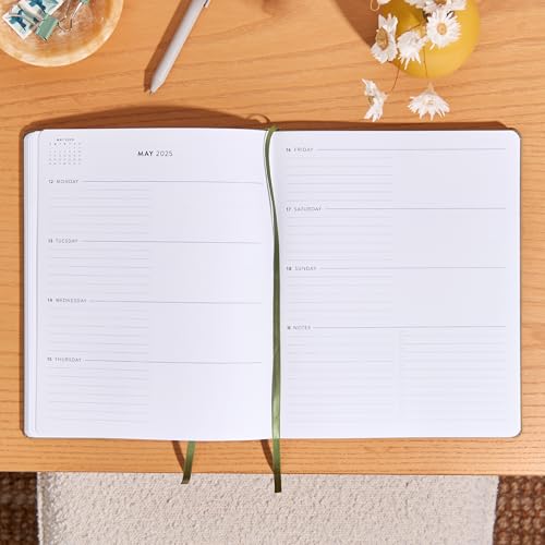 Erin Condren 2025 Softbound Focused Planner (Jan - Dec 2025), 8” x 10” 12-Month Weekly & Monthly Planner Journal, Horizontal Layout, Soft Cover, Layflat Binding, Basil Cover & Focused Interior