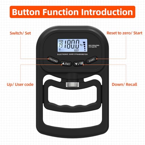 Dynamomètre de force de préhension 180 kg testeur numérique rechargeable