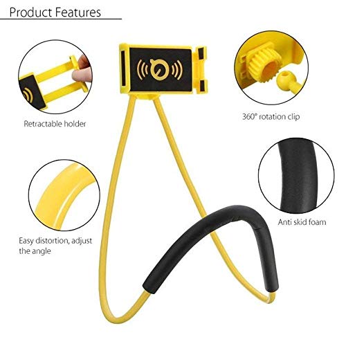 Image of Portable Lazy Stand Mobile Holder with Goosneck Long Arm Clip | Flexible | Foldable | 360 Degree Compatible for Universal Places As Office |Home |Kitchen | Bedroom (Hanging Neck Lazy)