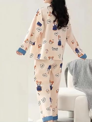 Image of Louis Luxe Womens Korean Night Dress || Full Pyjama Set || Korean Nightsuit || Women Nightwear ||Round Neck Full Sleeve Nightsuit || Loungewear || Everyday Nightdress (ND-02)