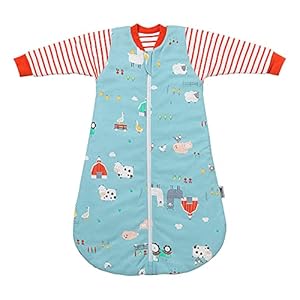schlummersack Winterslaapzak baby biologisch katoen 90 cm boerderij | babyslaapzak met mouwen 3,5 TOG babyslaapzak winter | winter slaapzak baby bio