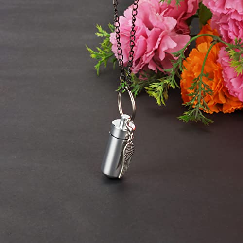 Belle Vous Silberner Asche Anhänger für Gedenken an Verstorbene (4 STK) 4,9 cm - Engels-Flügel Anhänger aus Aluminiumlegierung - Schlüssel- & Kettenanhänger zum Befüllen
