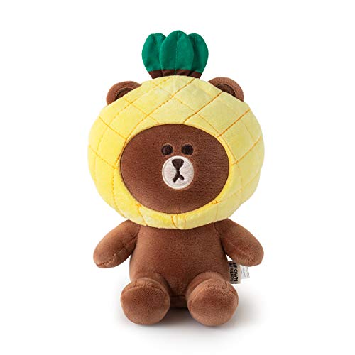 LINE FRIENDS Fruity Collection Brown Character Cute Plush Toy Figure Stuffed Animal, Small, Brown