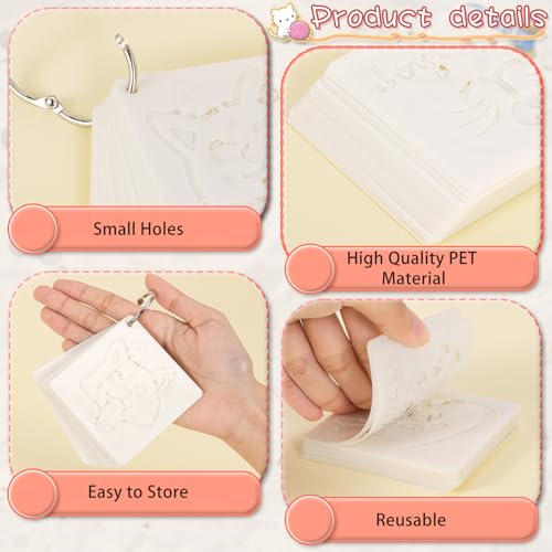 JSRQT 64-Piece DIY Craft Template Set - Animal & Heart Shapes - Reusable Plastic Stencils for Painting & Wall Art - 12.8x12.8CM - Image 4