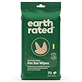 Earth Rated Pet Ear Wipes, Hypoallergenic Cleaner for Dogs & Cats Ears to Remove Dirt and Wax Build Up, Wild Oat Scent, 70 Count